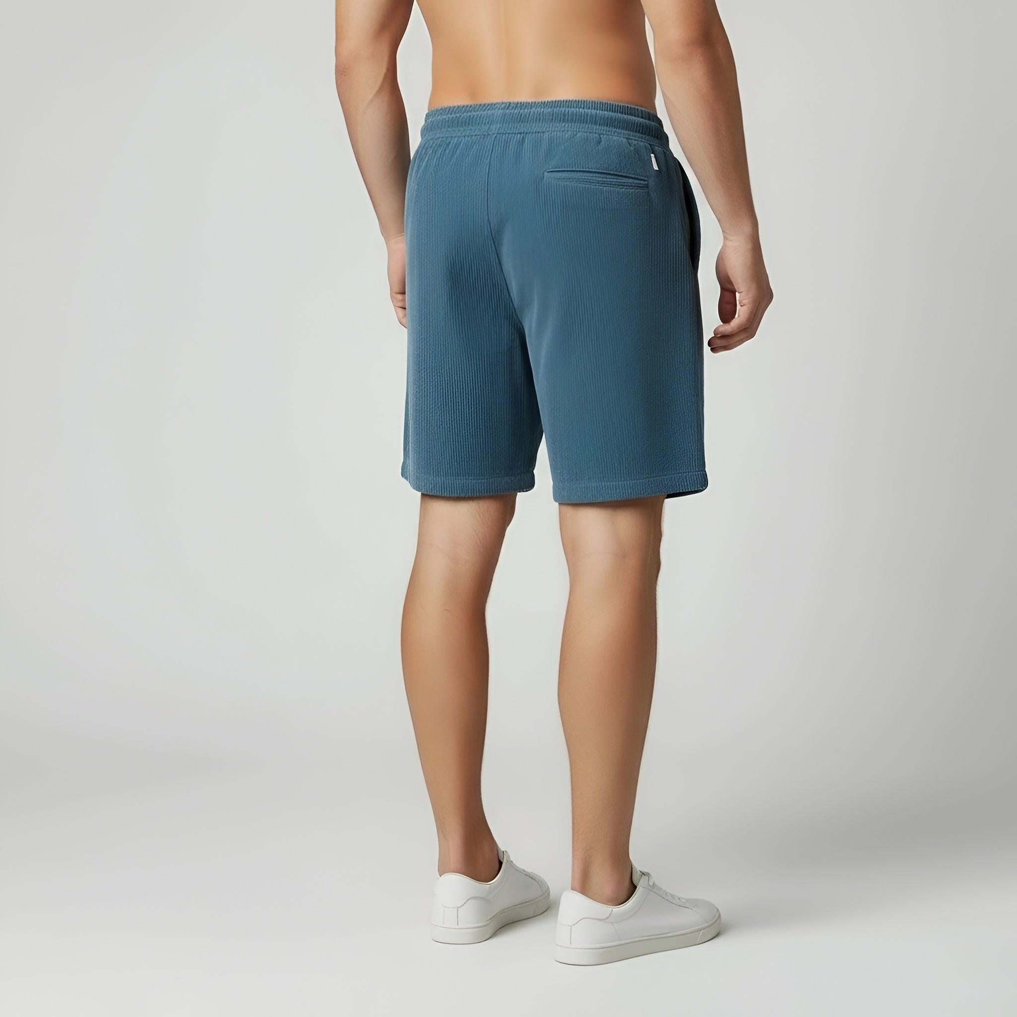 Shorts en velours côtelé pour hommes avec taille élastique, cordon de serrage et design estival décontracté