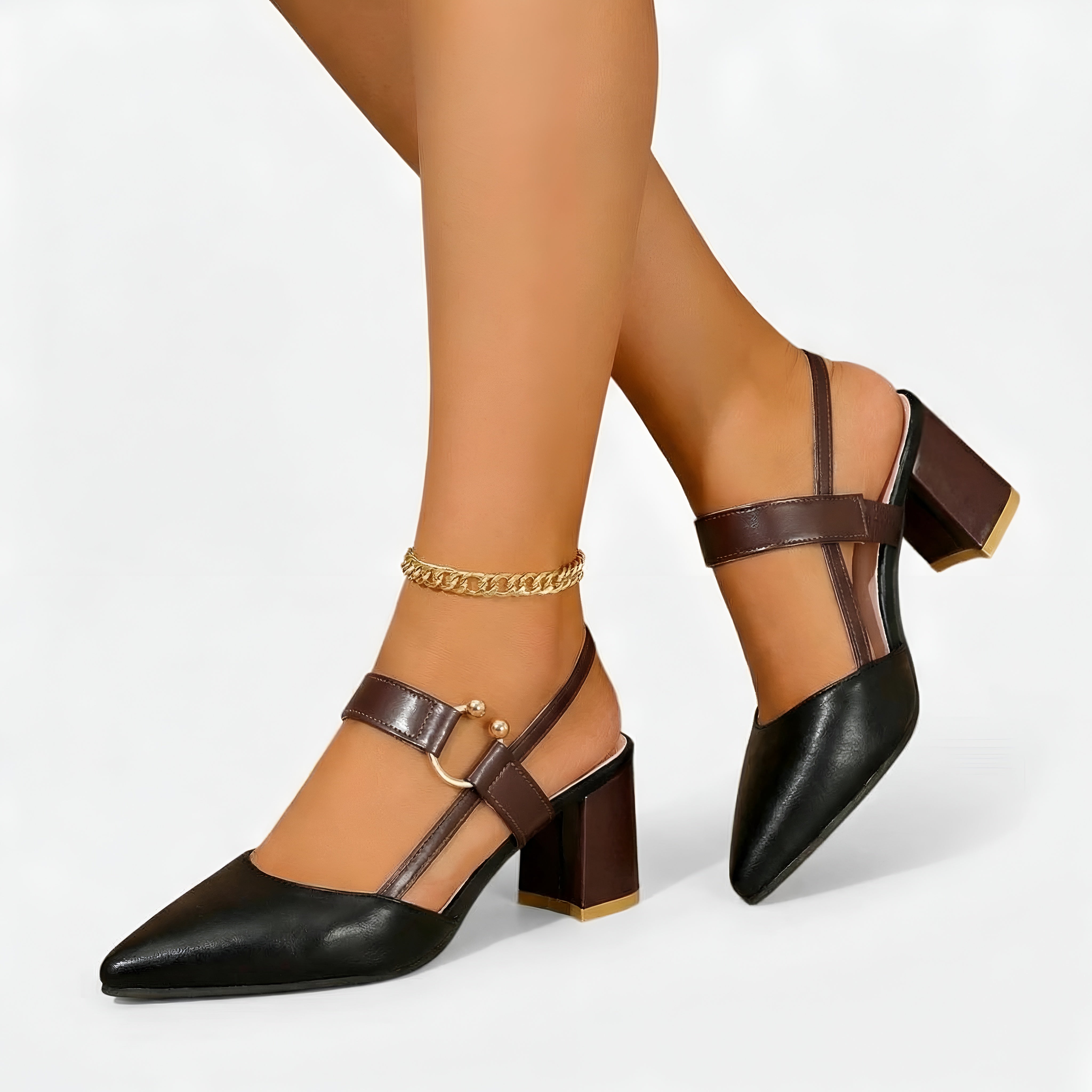 Dame stiletter med rem spids tå elegante højhælede sko klassiske pumps