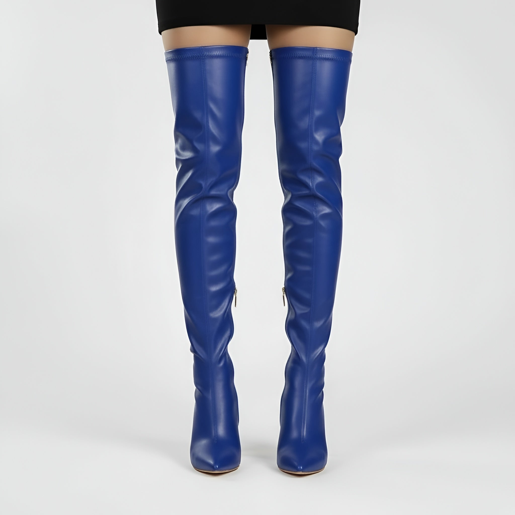 Stivali da donna sopra il ginocchio con tacco stiletto e zip, stivali con tacco alto