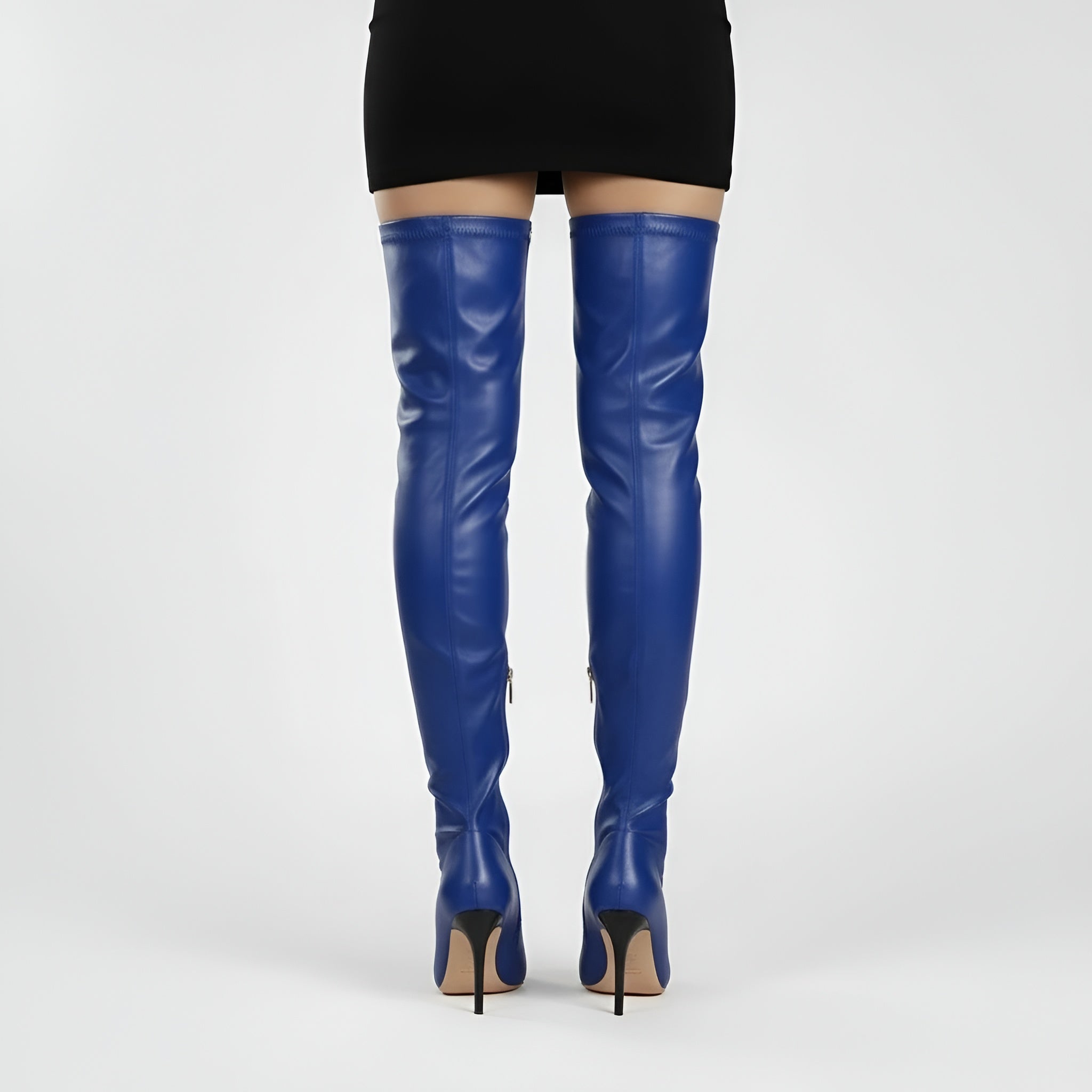 Stivali da donna sopra il ginocchio con tacco stiletto e zip, stivali con tacco alto