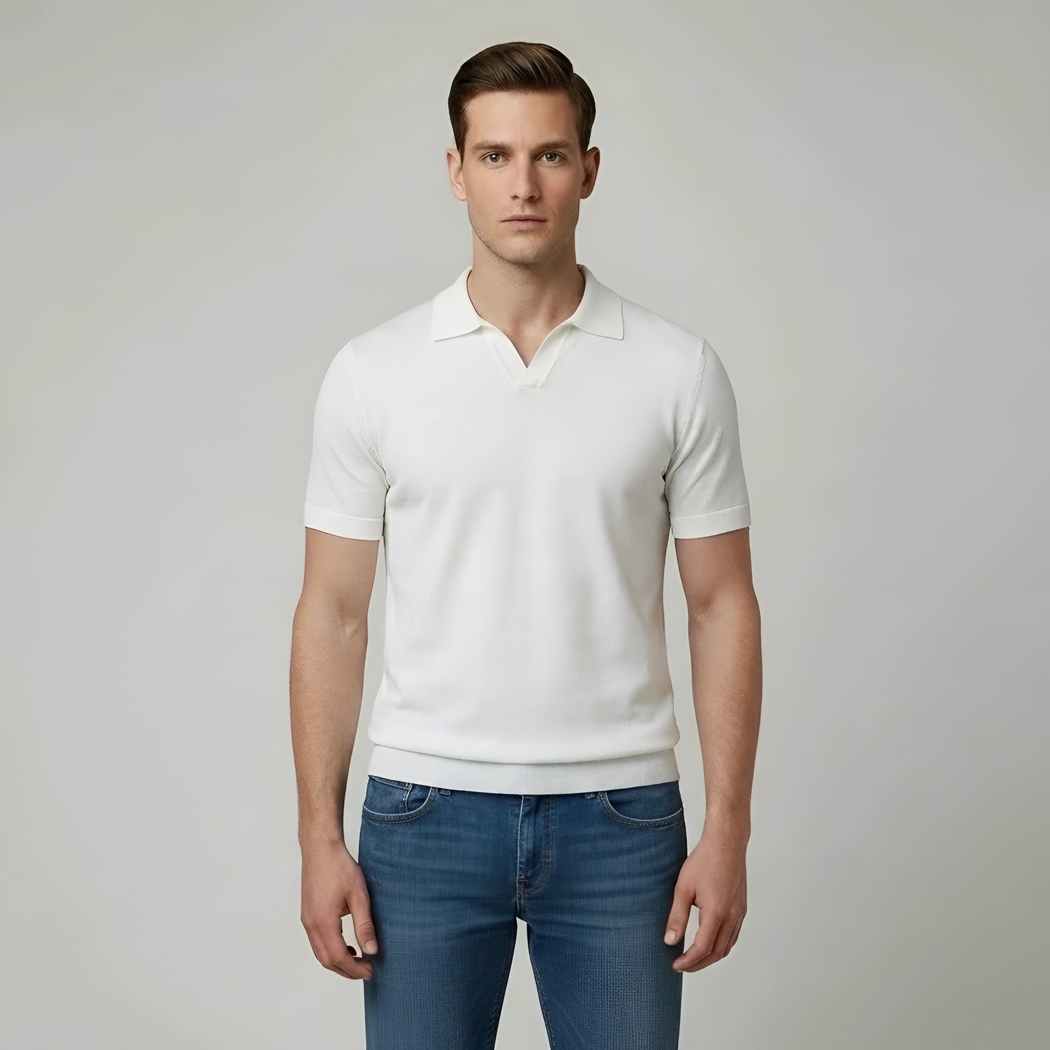 Camiseta polo de hombre a rayas, manga corta, algodón, polo clásico de corte clásico, top casual