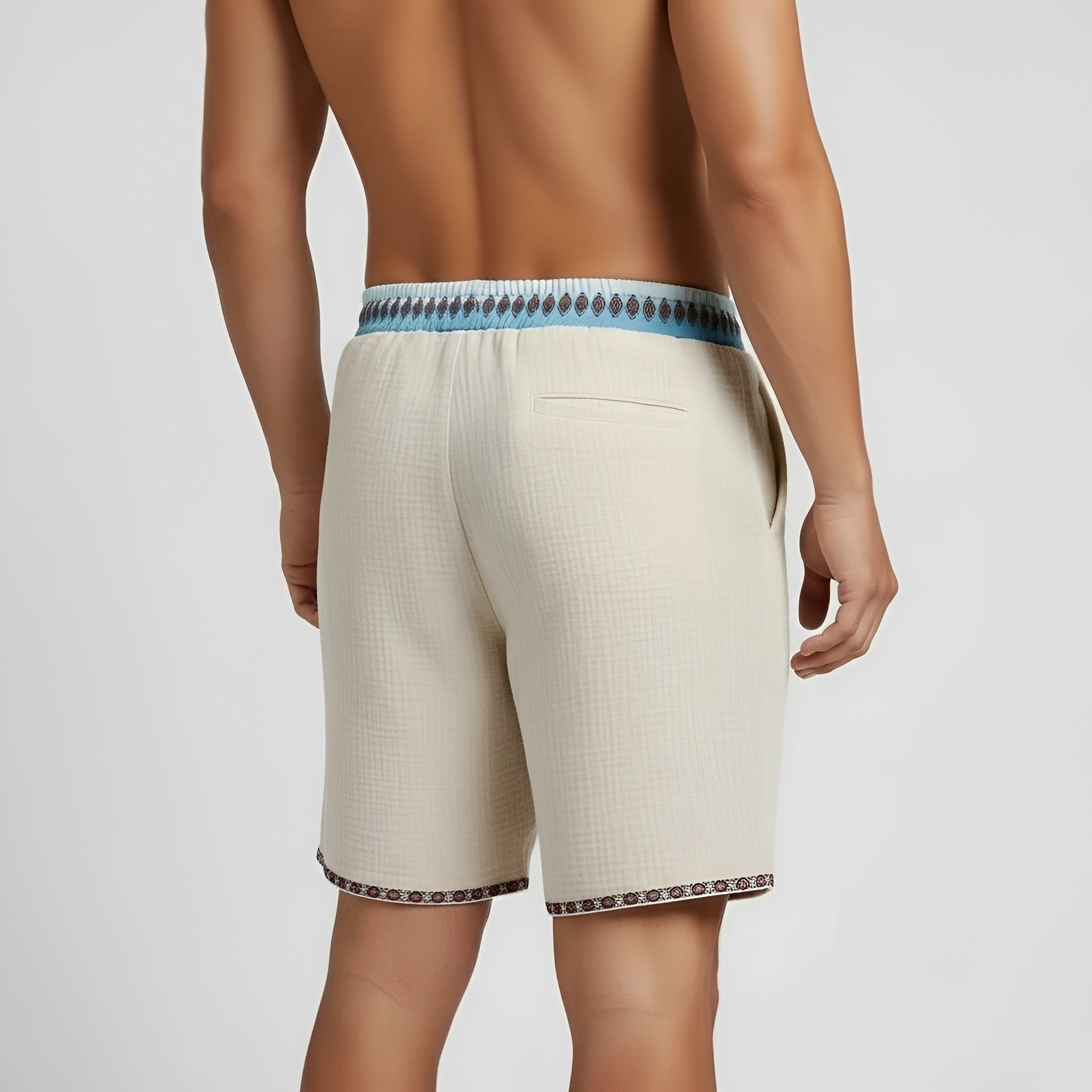 Pantalones cortos de hombre de algodón con cintura elástica y cordón, pantalones cortos casuales de verano con ajuste holgado