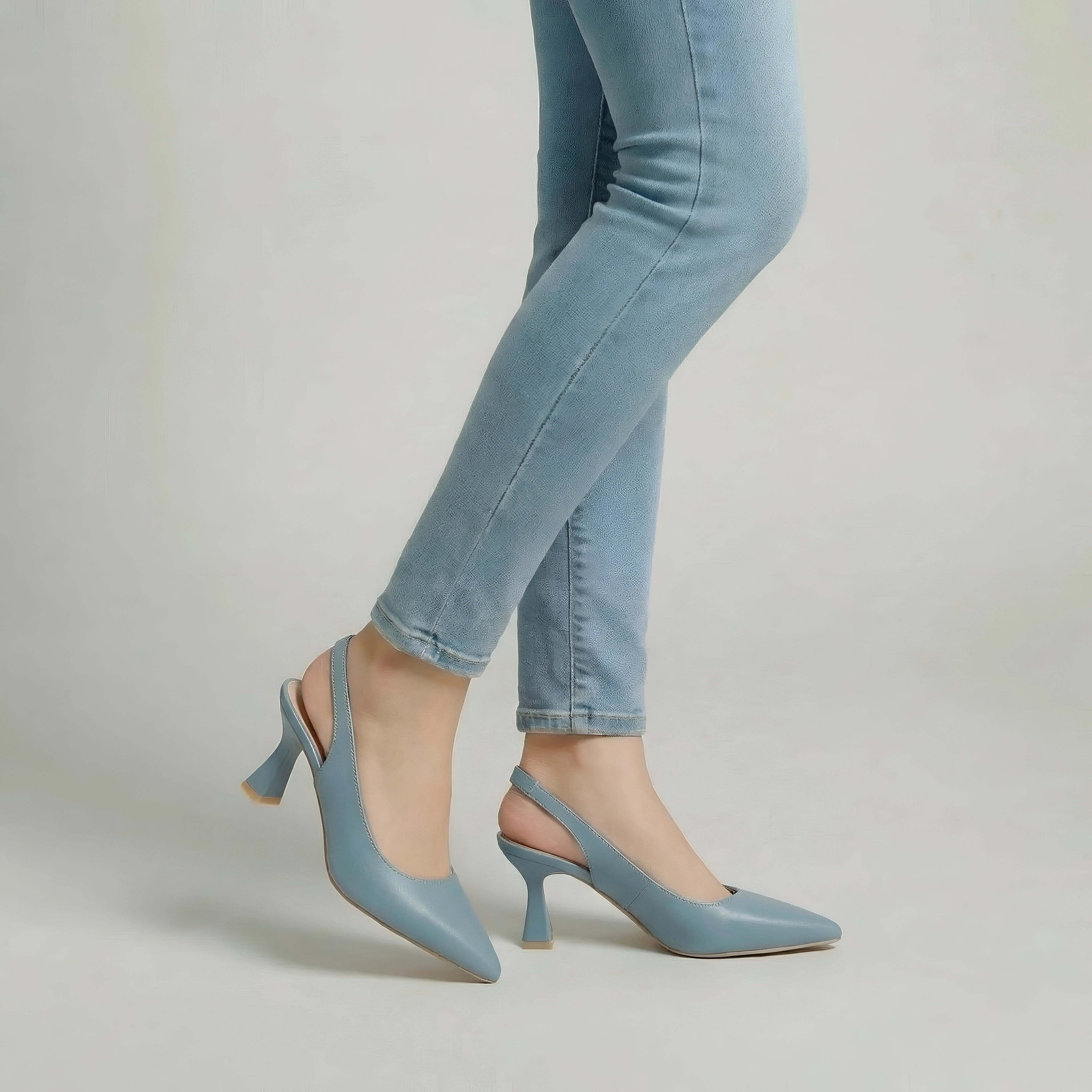 Dame Slingback Pumps med Spids Tå og Mellemhæl Elegante Sko til Fest og Arbejde