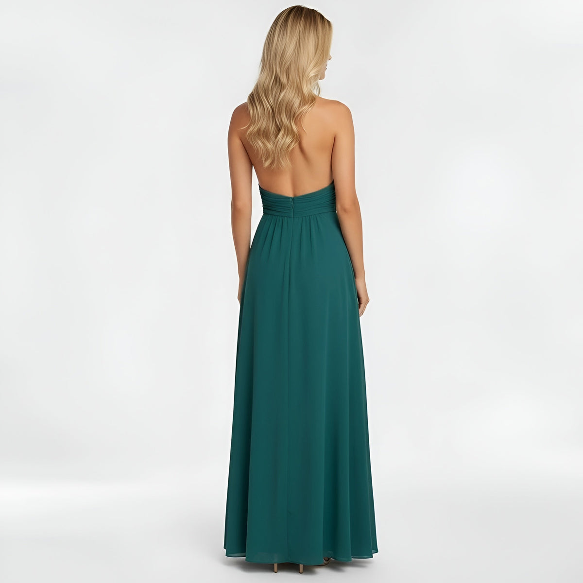 Women's Halterneck Maxi Dress with Slit, Elegant Evening and Party Dress