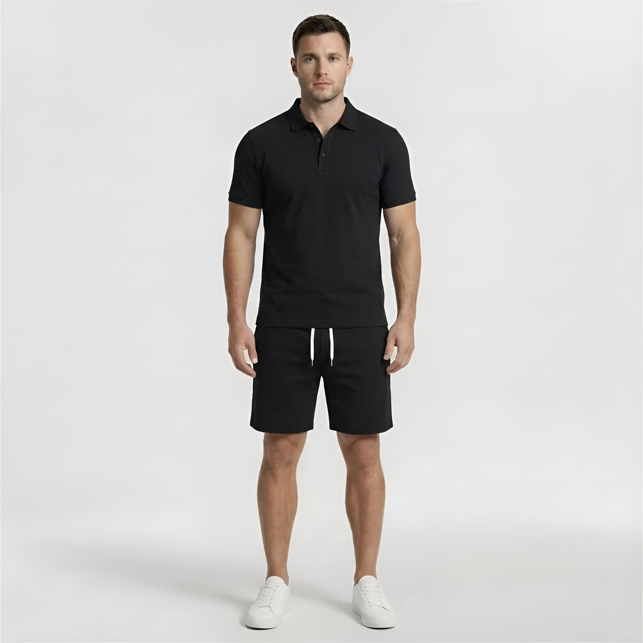 Ensemble Polo T-shirt et Short Homme Décontracté Deux-Pièces d'Été pour Sport et Loisirs