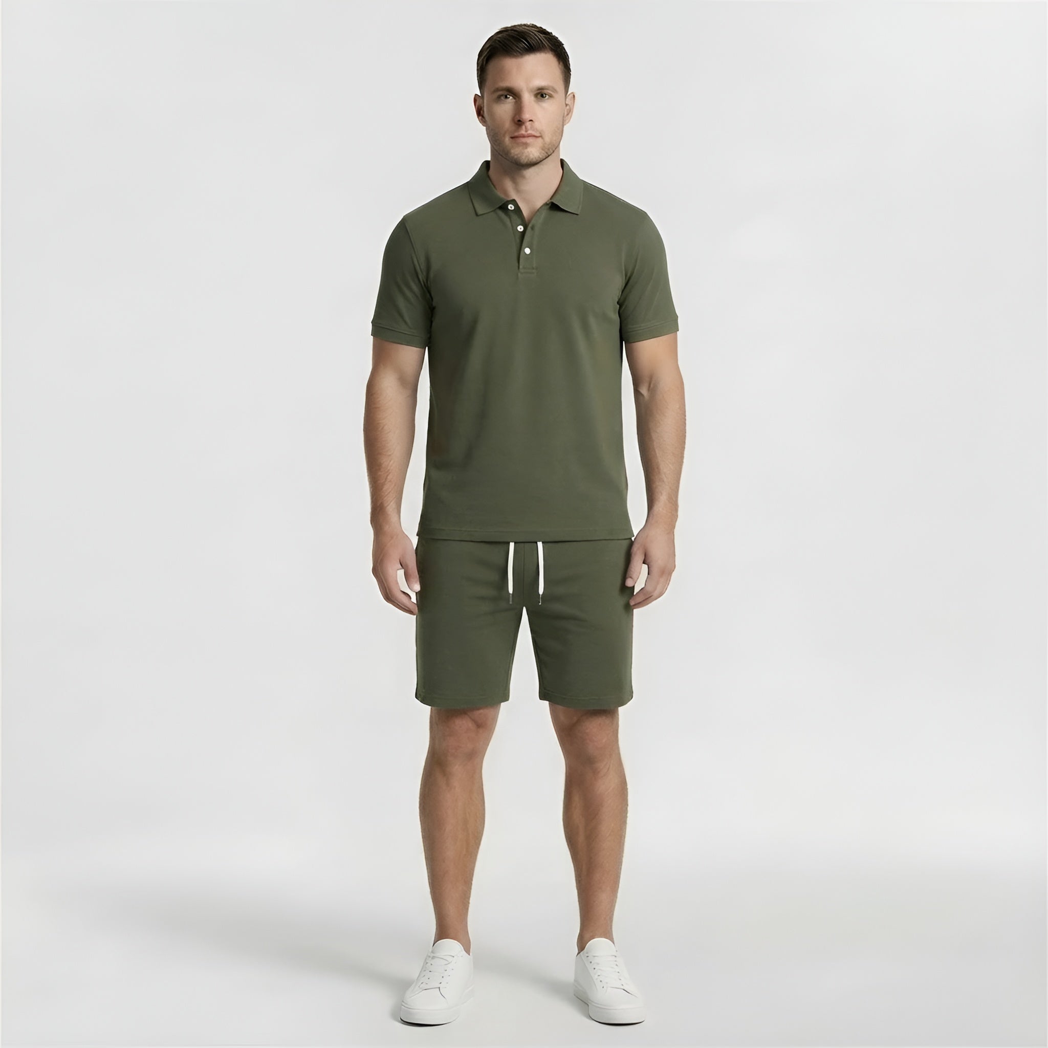 Ensemble Polo T-shirt et Short Homme Décontracté Deux-Pièces d'Été pour Sport et Loisirs