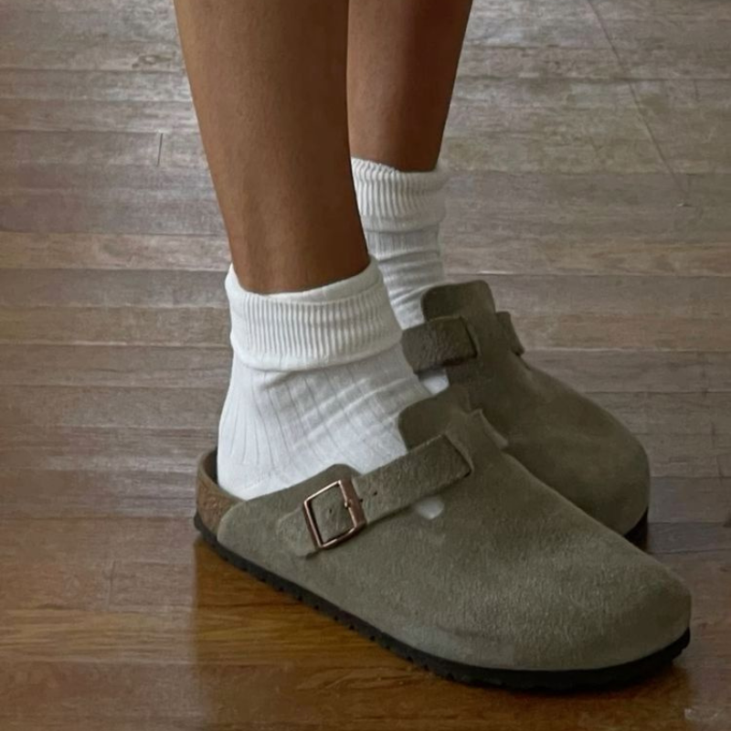 Unisex Ruskindstøfler med Spænde – Komfortable Slip-On Sandaler