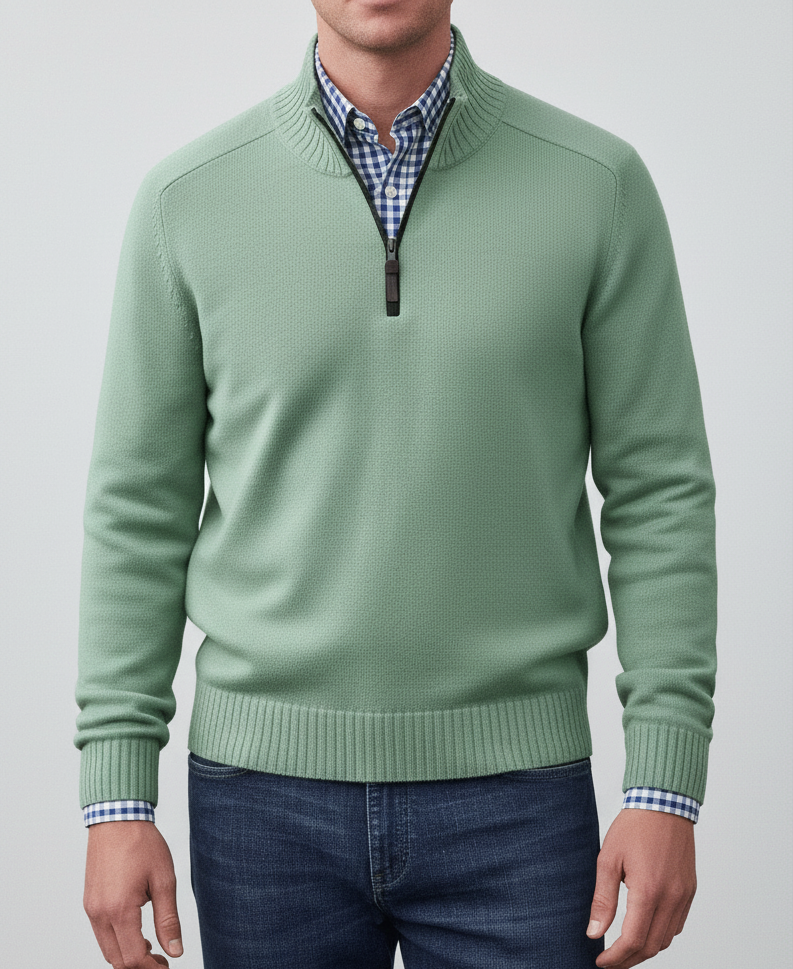 Bellivaro ανδρικό ημίκλειστο πλεκτό πουλόβερ από βαμβάκι