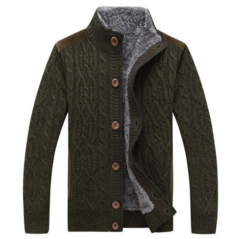 Bellivaro | Herre Strikket Cardigan med Plysfor | Klassisk Vinterkomfort