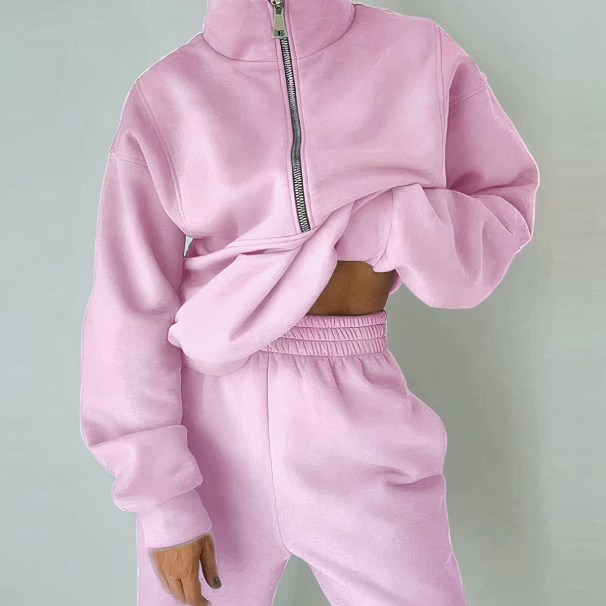 Harper | Todelt Cropped Tracksuit til Kvinder med Høj Talje