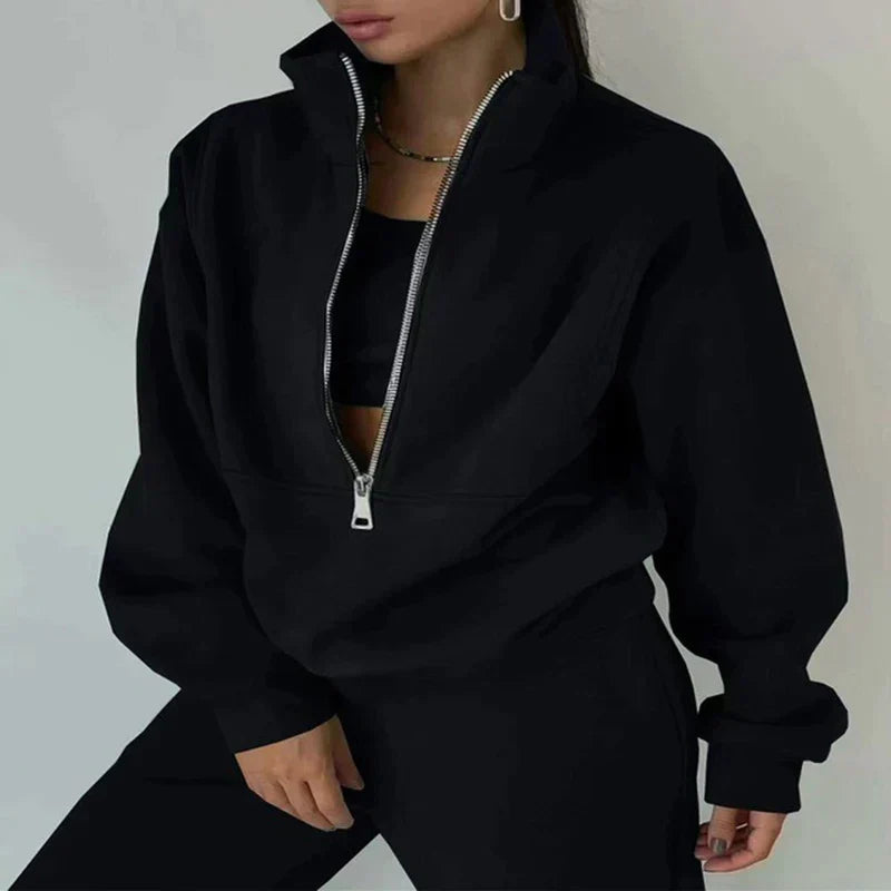 Harper | Todelt Cropped Tracksuit til Kvinder med Høj Talje