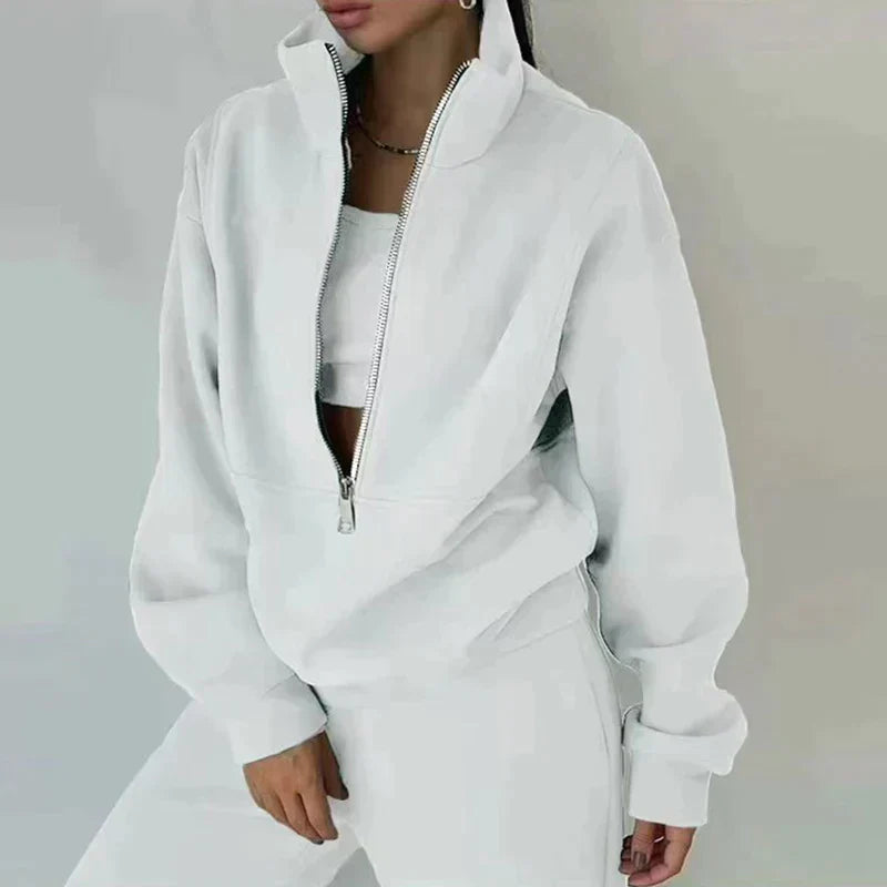 Harper | Todelt Cropped Tracksuit til Kvinder med Høj Talje