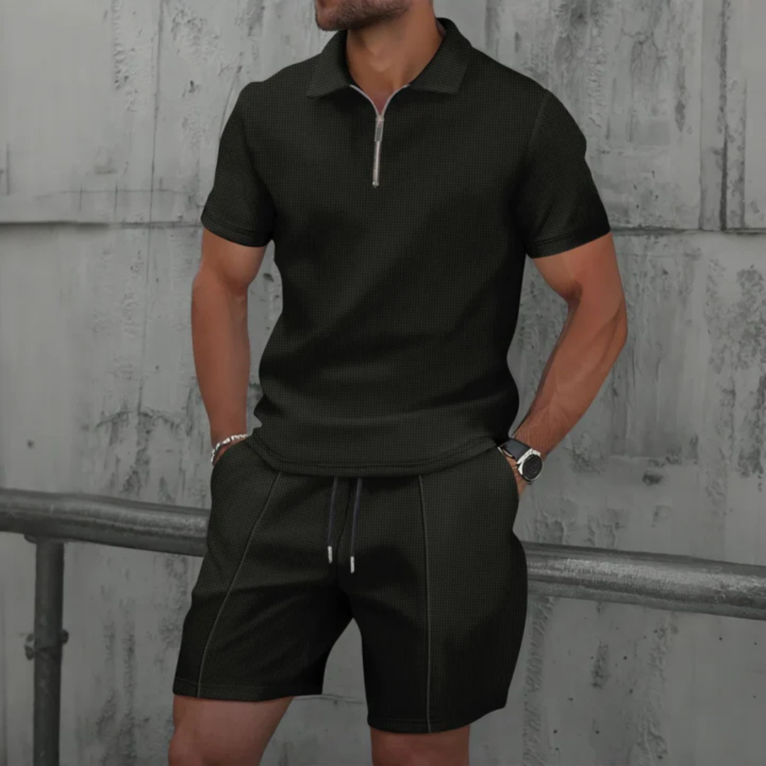 Herre Sommer Sæt med Polo & Shorts – Komfortabelt 2-Delt Fritidssæt til Hverdag og Ferie