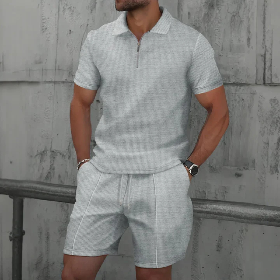 Herre Sommer Sæt med Polo & Shorts – Komfortabelt 2-Delt Fritidssæt til Hverdag og Ferie