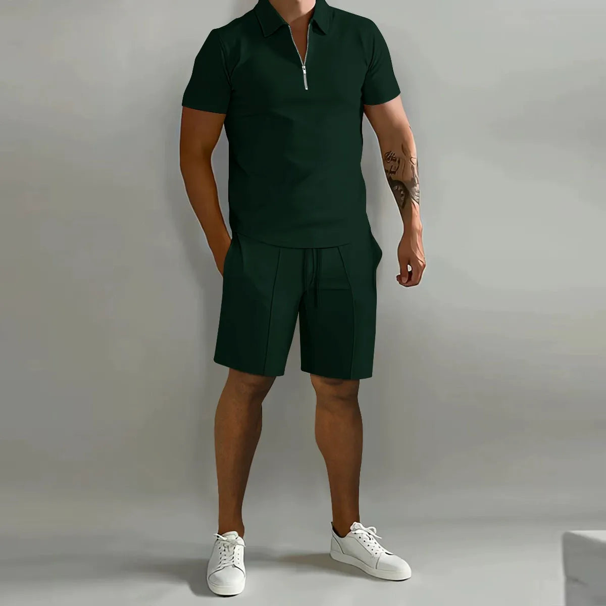 Herre Sommer Sæt med Polo & Shorts – Komfortabelt 2-Delt Fritidssæt til Hverdag og Ferie