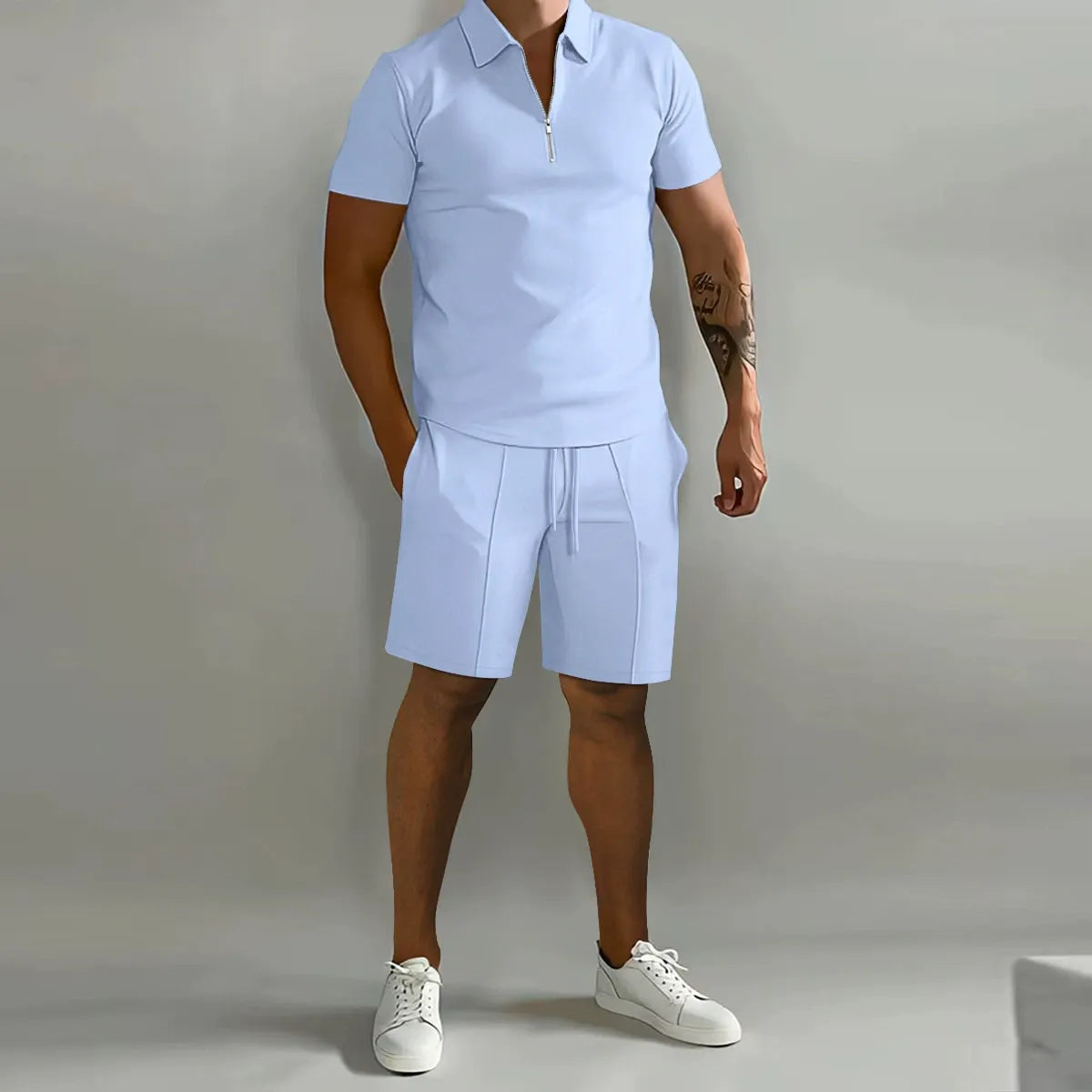 Herre Sommer Sæt med Polo & Shorts – Komfortabelt 2-Delt Fritidssæt til Hverdag og Ferie