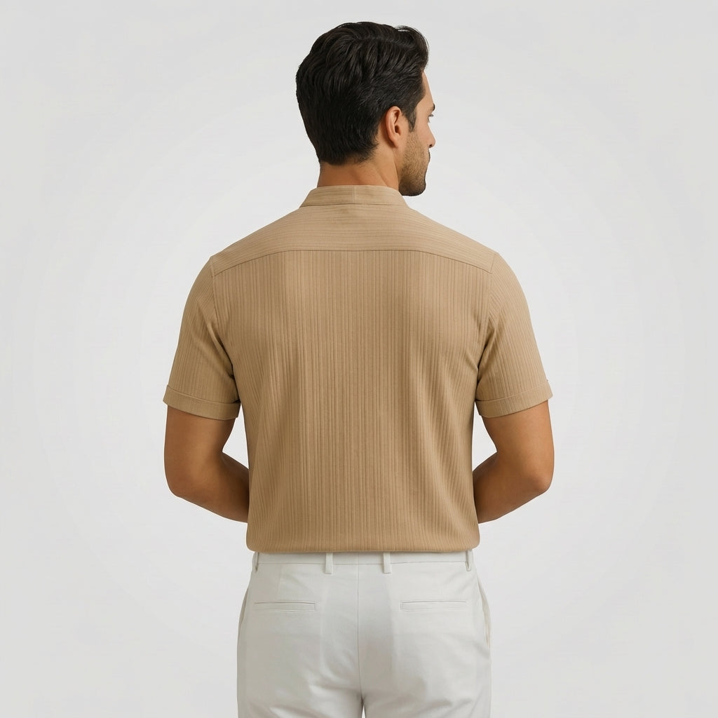 Avani Linen Popover Shirt in Linen with V-Neck