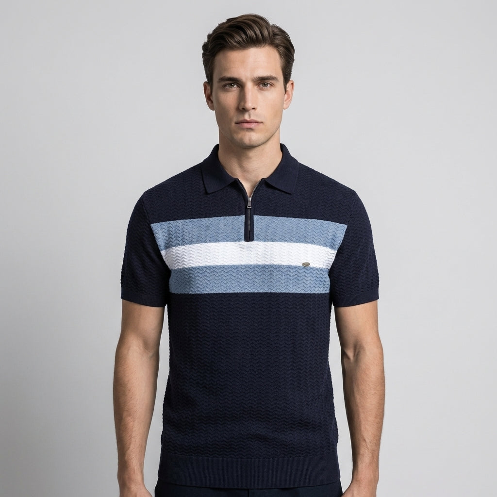 Polo s poloviční délkou rukávu a zipem v klasickém střihu – Cross & Crown