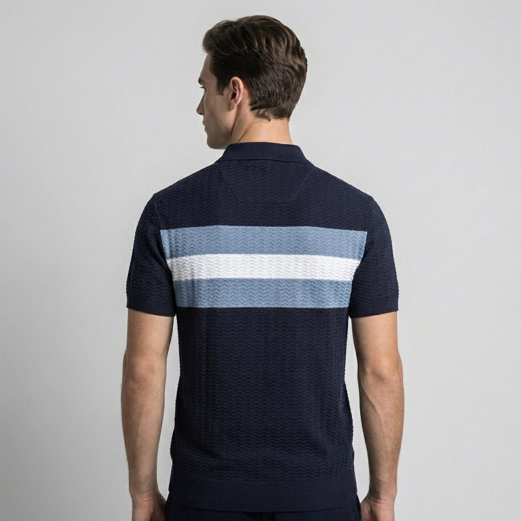 Polo s poloviční délkou rukávu a zipem v klasickém střihu – Cross & Crown