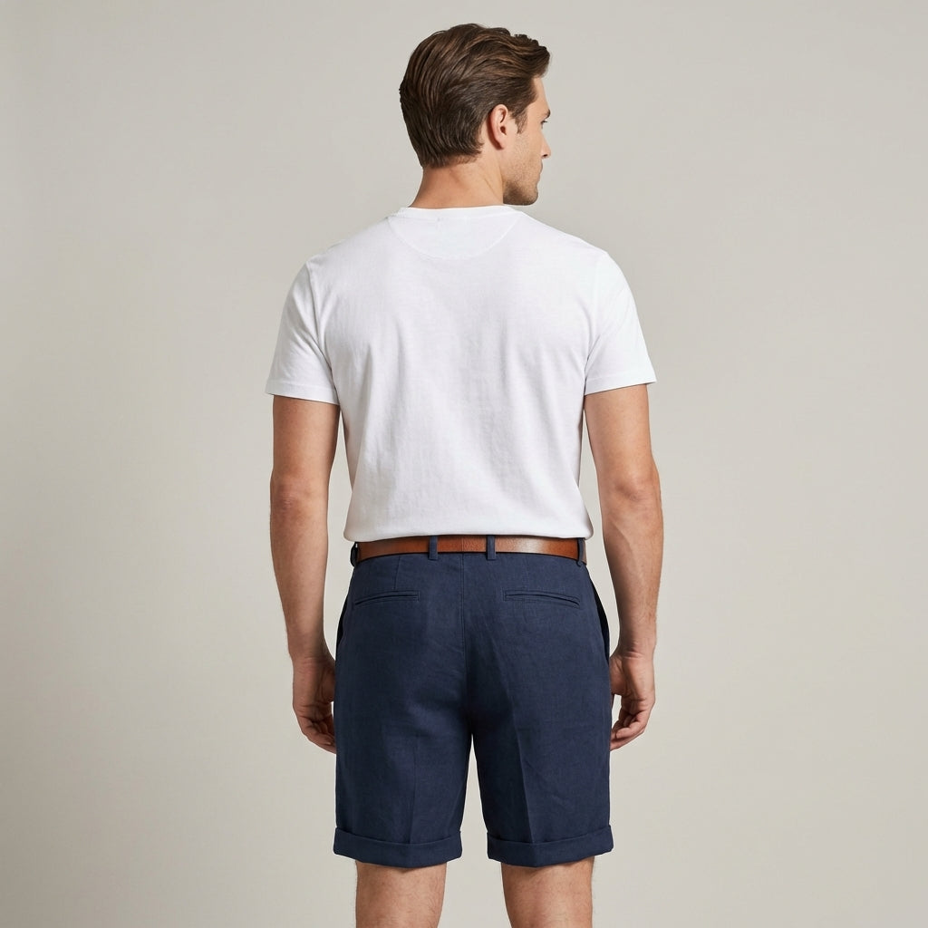 Shorts classici da uomo con piega e risvolto