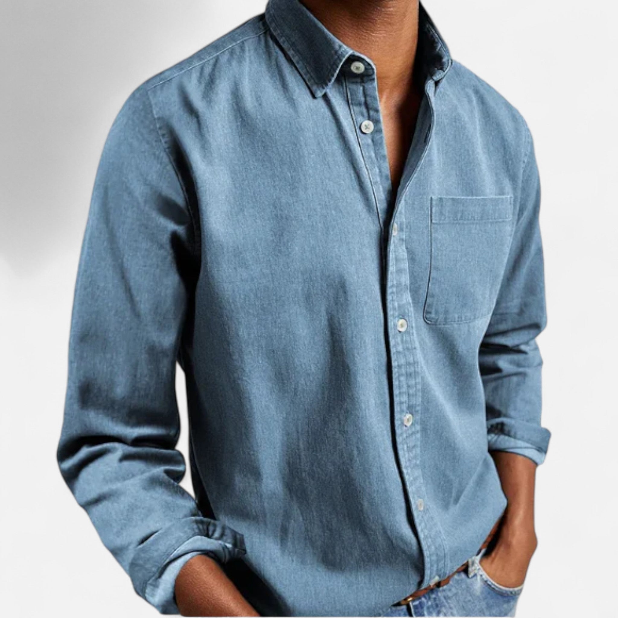 Camicia di jeans classica da uomo in cotone premium