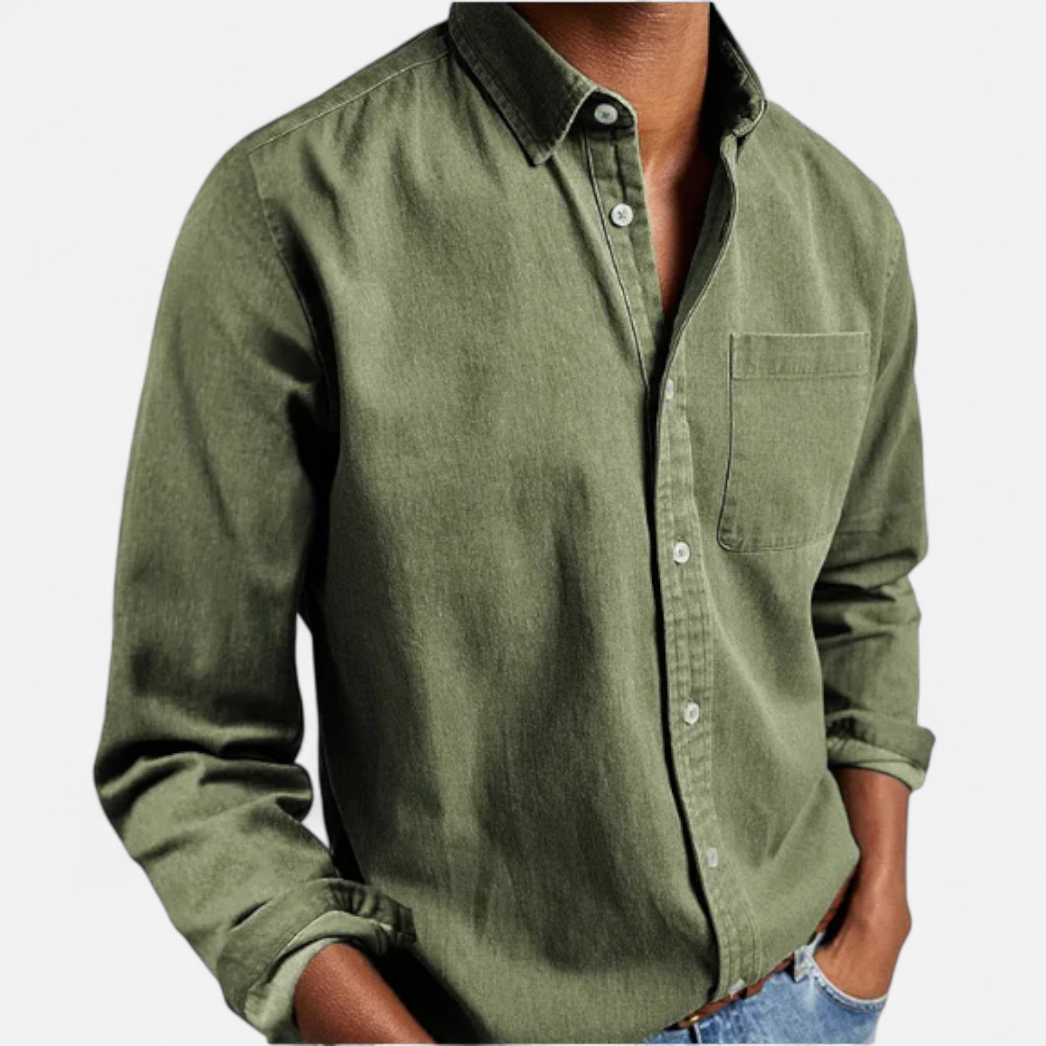 Camicia di jeans classica da uomo in cotone premium