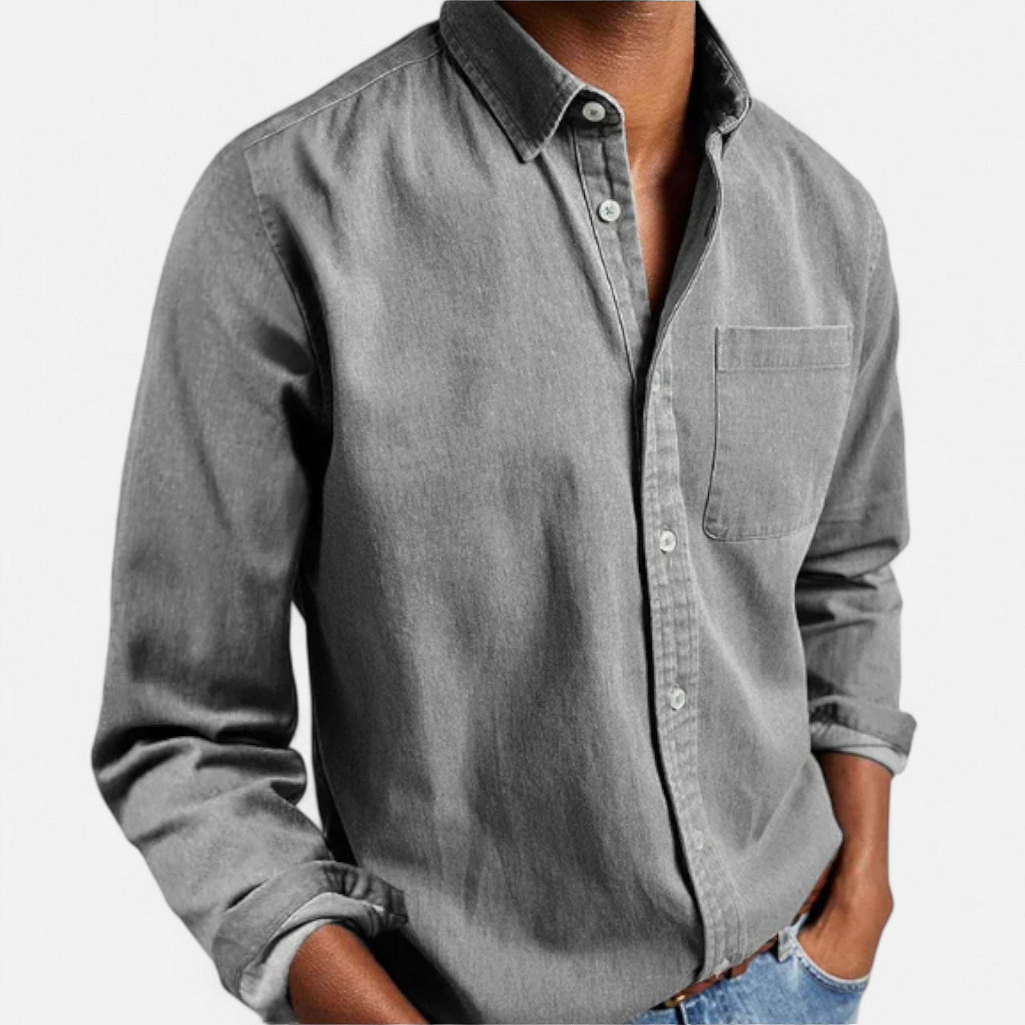 Camicia di jeans classica da uomo in cotone premium