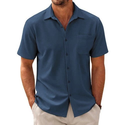 Pánská casual košile s krátkým rukávem z bavlněné směsi 44487570X