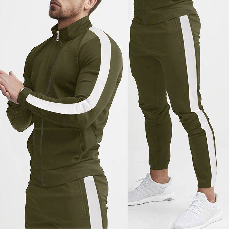 Jasper | Todelt Tracksuit til Mænd med Zip-Up Jakke og Striber