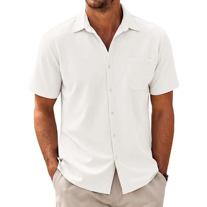 Pánská casual košile s krátkým rukávem z bavlněné směsi 44487570X