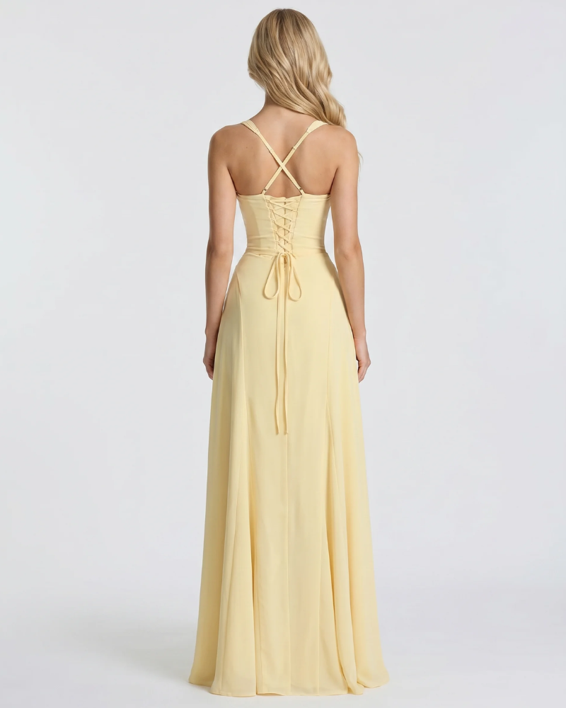Ava Corset Maxi Dress - Yellow