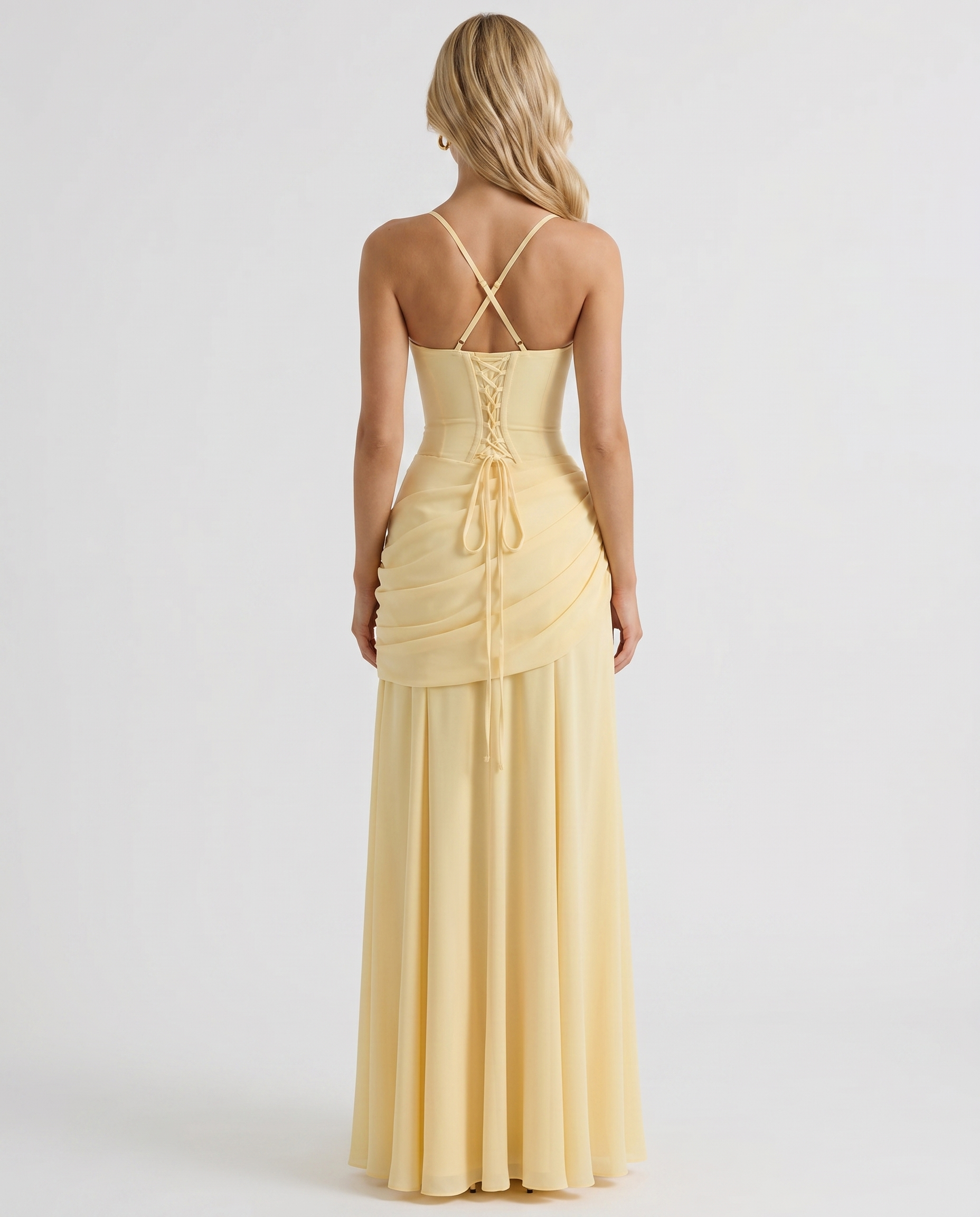Charlotte Ruched Maxi Dress - Yellow
