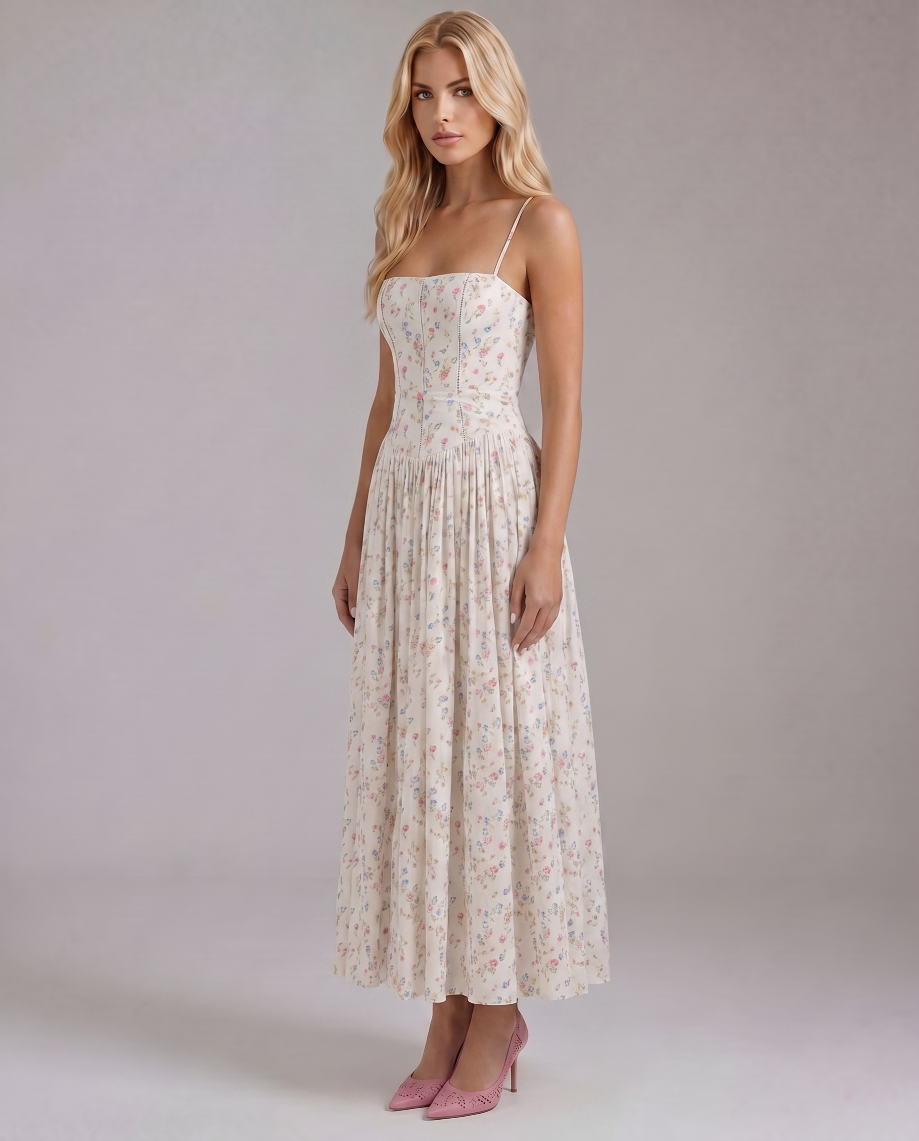 Cielle Floral Midi Dress - Floral Print