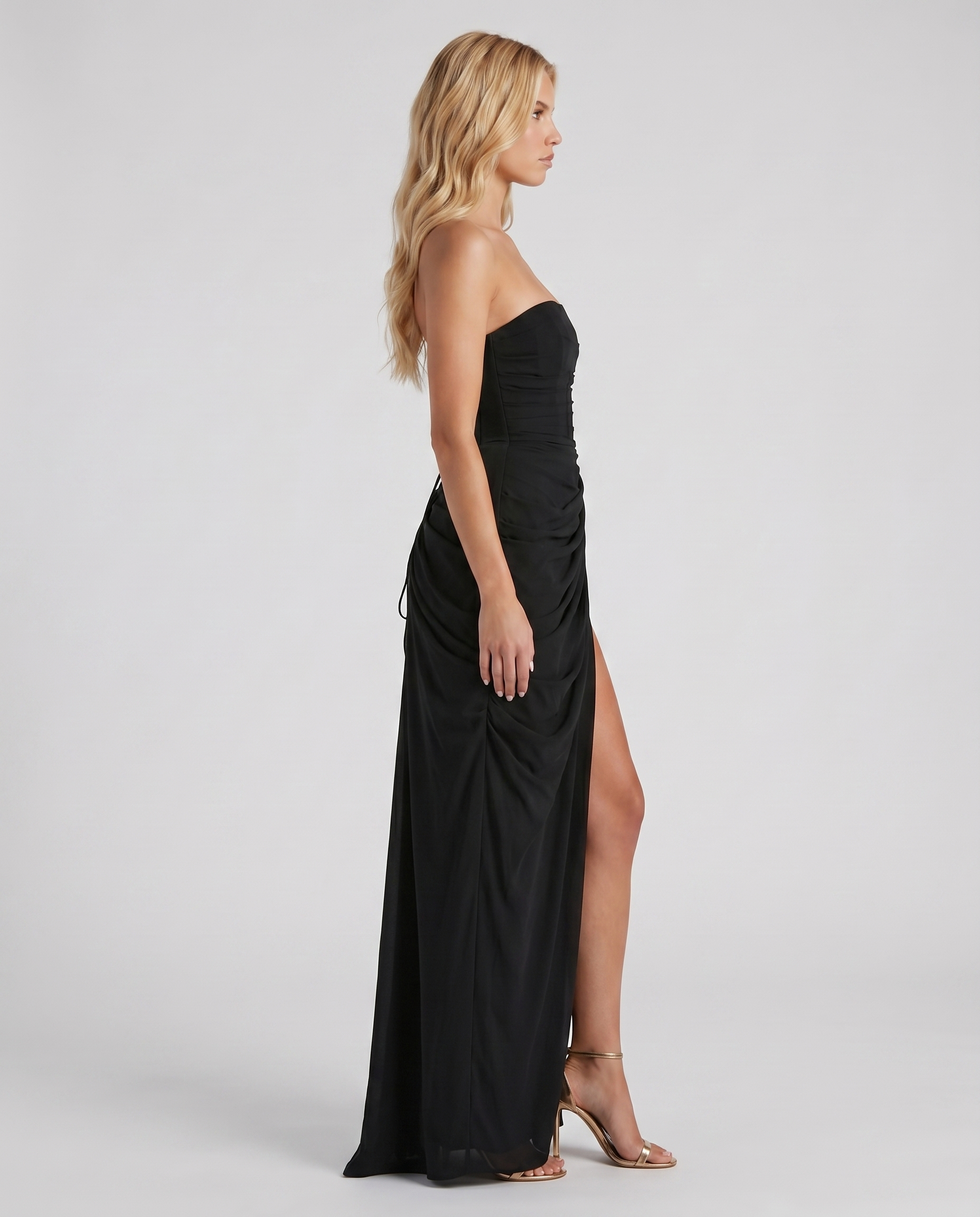 Cyrana Ruched Maxi Dress - Black