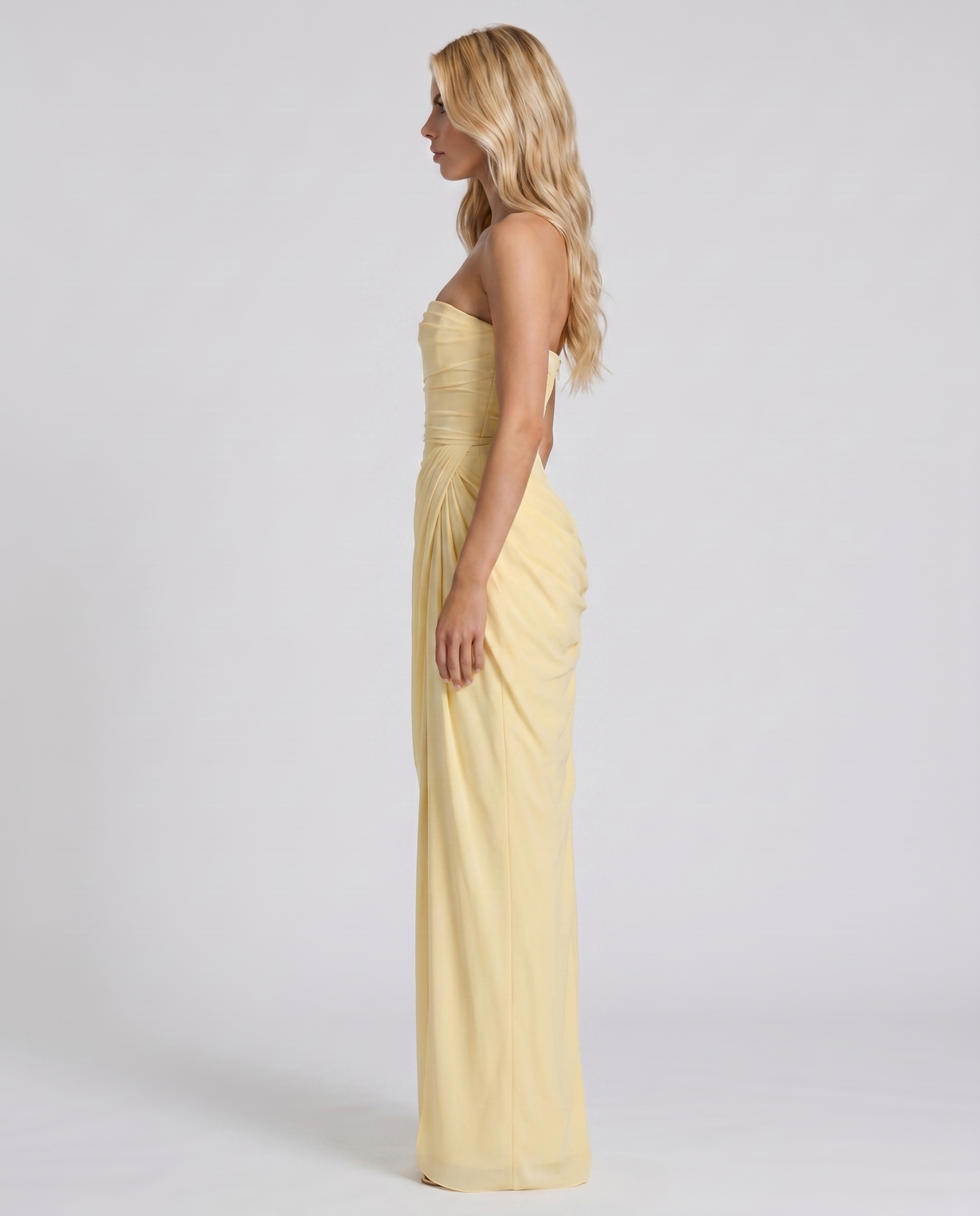 Cyrana Ruched Maxi Dress - Yellow