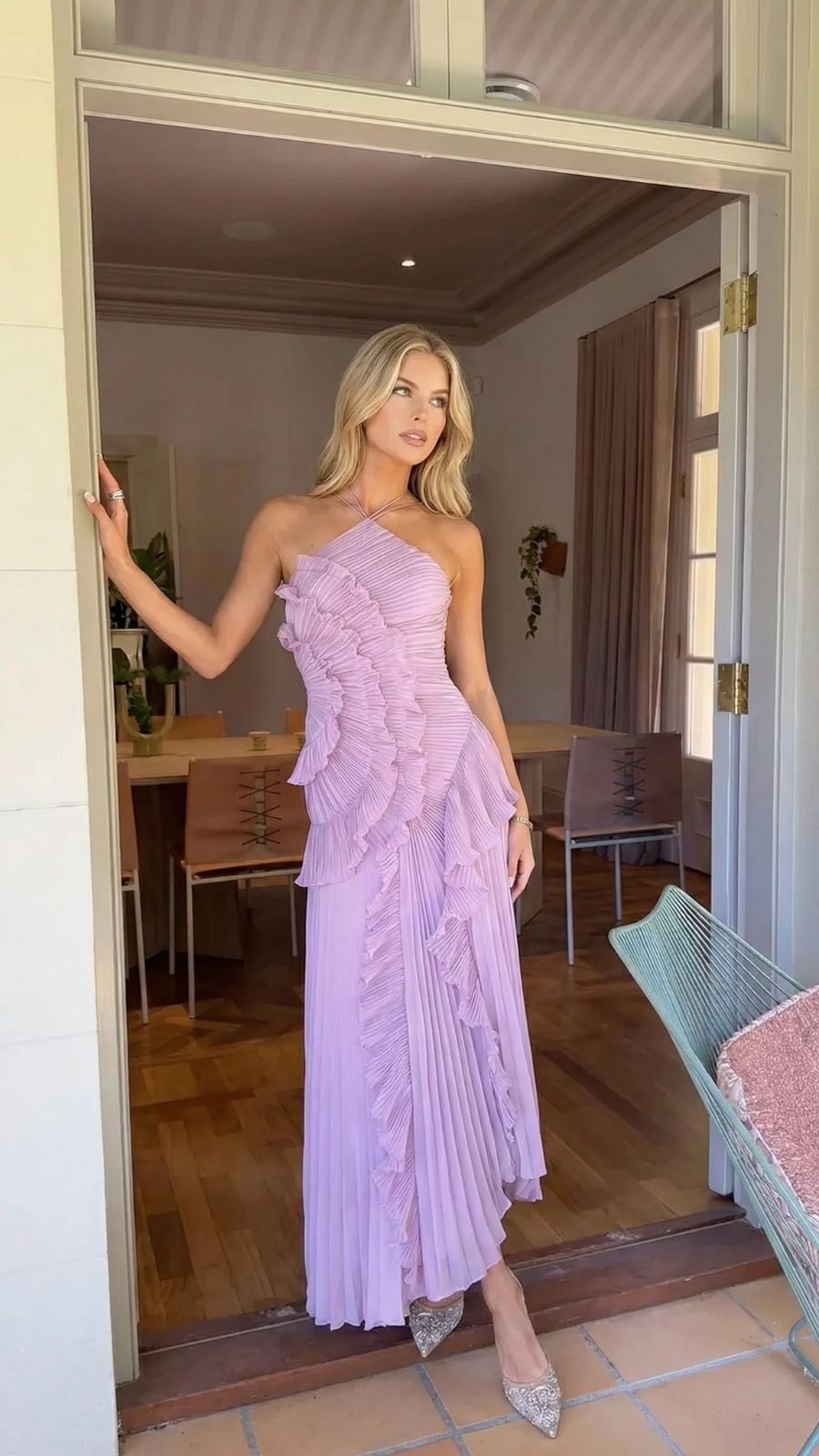 Nathalie Ruffle Maxi Dress - Lavender