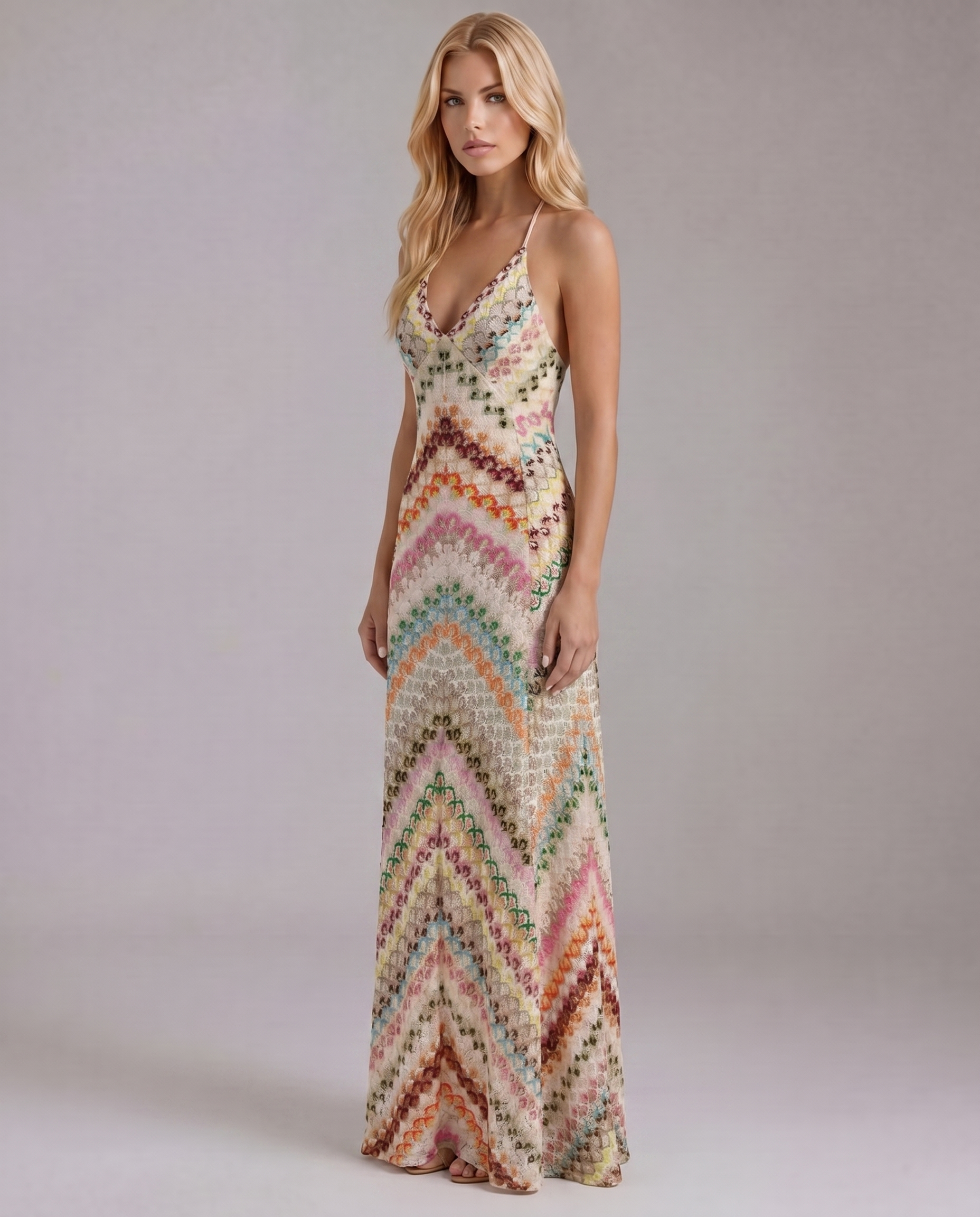 Phoebe Boho Crochet Maxi Dress - Multicolor