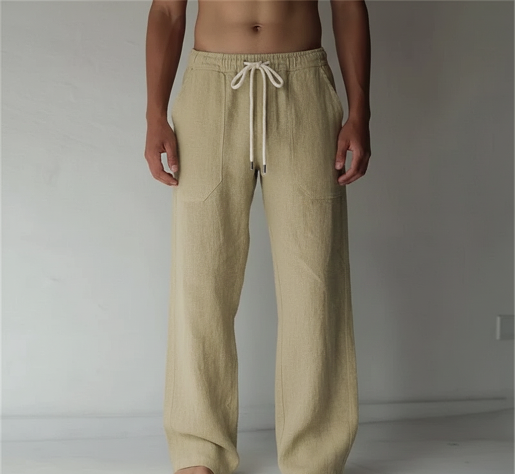 Bellivaro ανδρικό λινό παντελόνι με κορδόνι