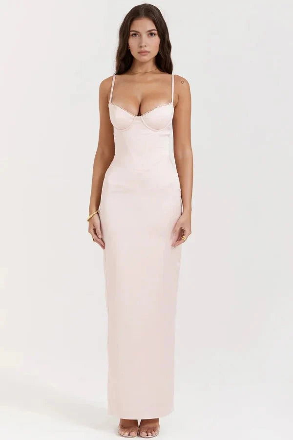 Haven | Vestido de satén con costura en cruz