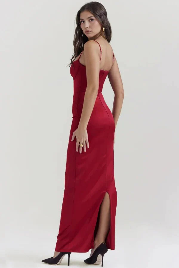 Haven | Vestido de satén con costura en cruz