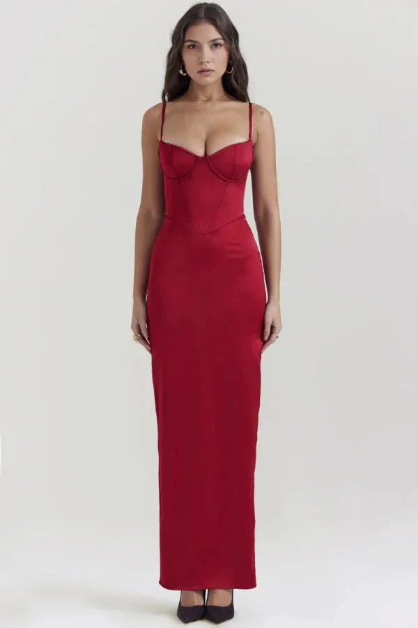 Haven | Vestido de satén con costura en cruz