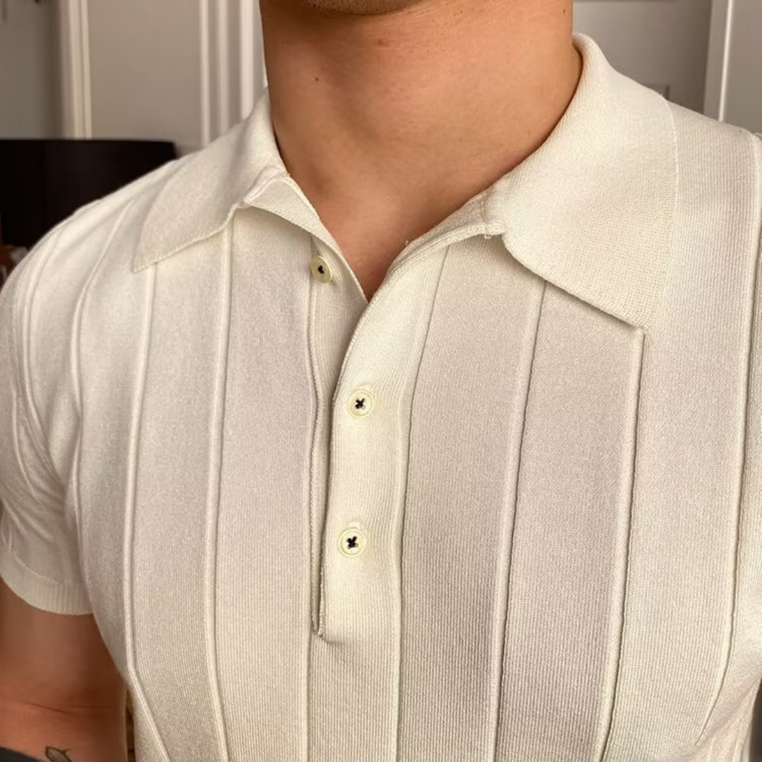 Pánská žebrovaná bavlněná polokošile s krátkým rukávem, pohodlná, volnočasová, trendy