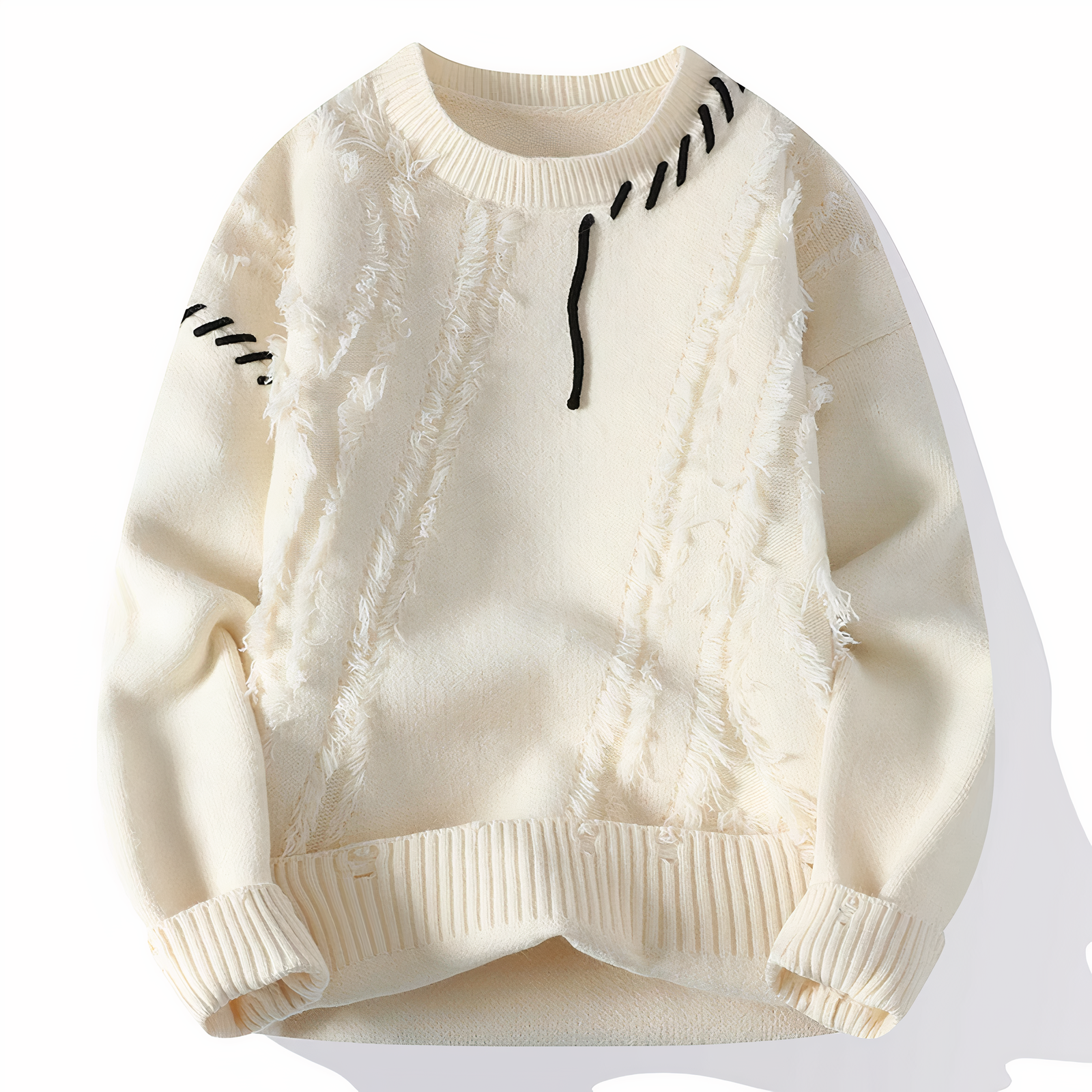 Bellivaro | Herre Limited Edition Patchwork Striktrøje | Moderne Tekstureret Pullover