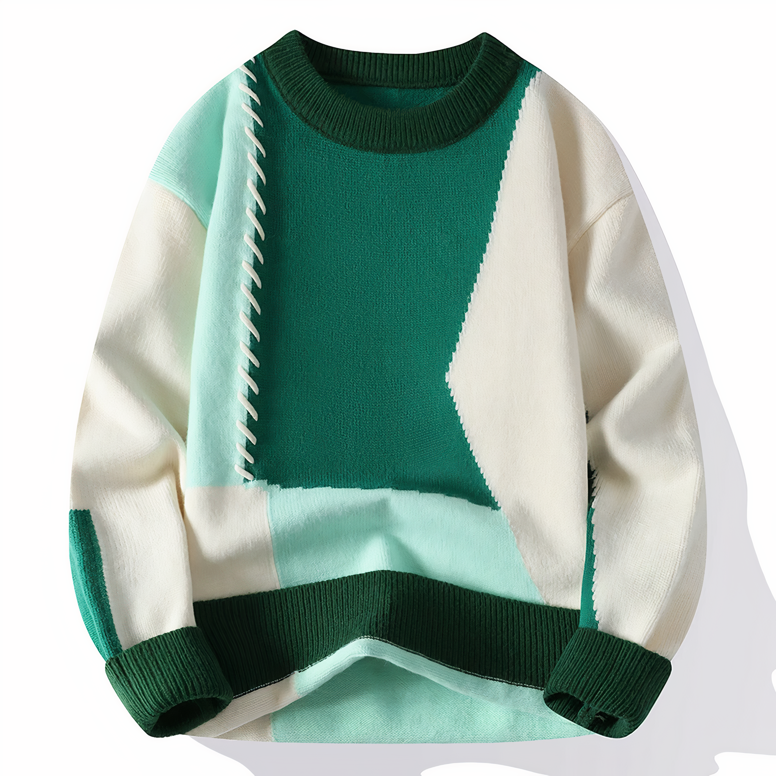 Bellivaro | Herre Limited Edition Patchwork Striktrøje | Moderne Tekstureret Pullover