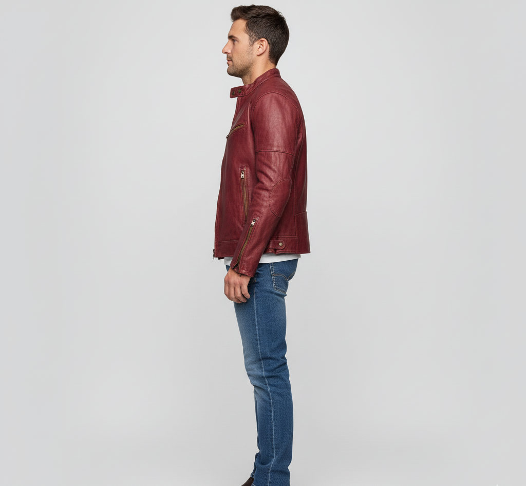 Bellivaro ανδρικό δερμάτινο μπουφάν από γνήσιο δέρμα με κλείσιμο με φερμουάρ