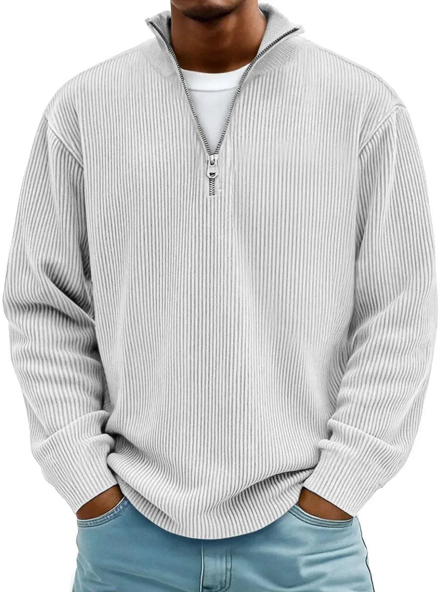 Herren Strickpullover mit Stehkragen und 1/4-Reißverschluss