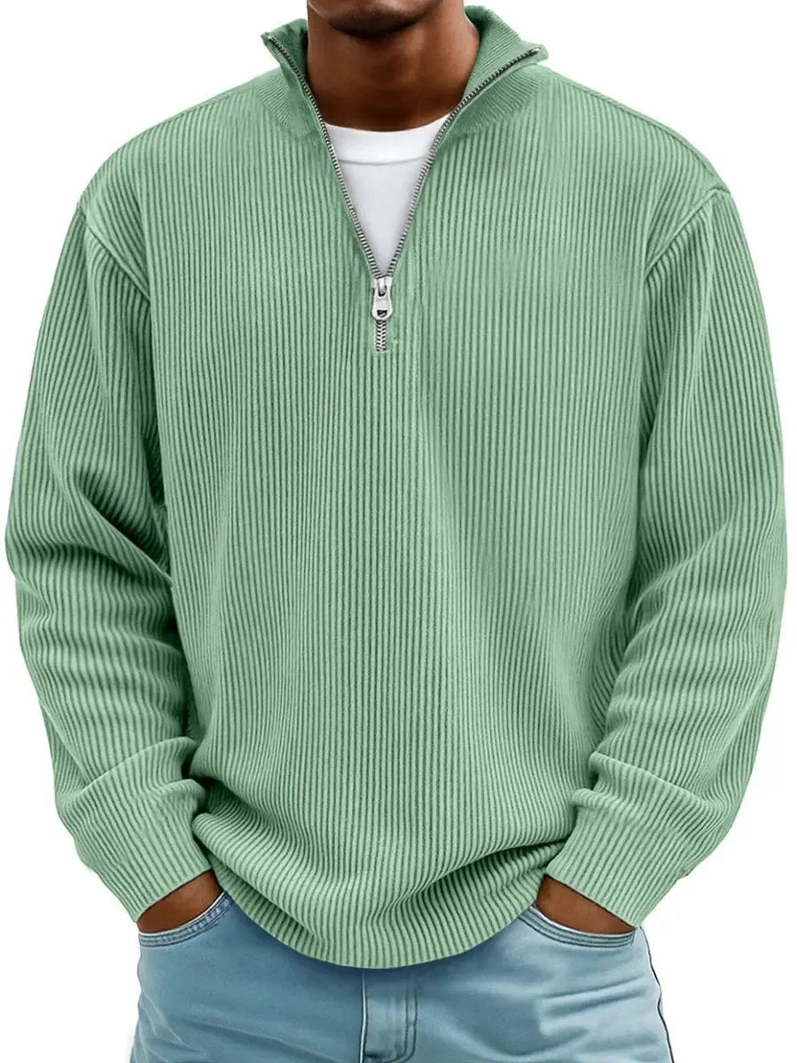 Herren Strickpullover mit Stehkragen und 1/4-Reißverschluss