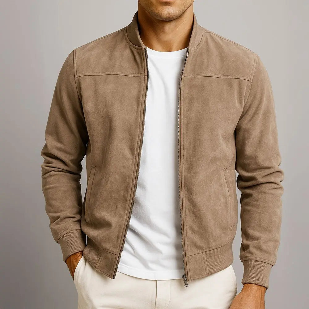 Herre Ruskindsbomberjakke – Minimalistisk Urban Stil