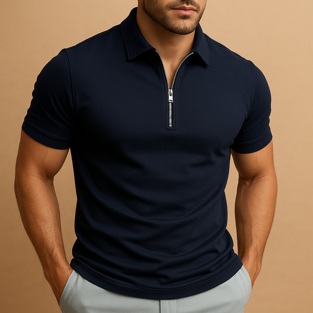 Pánská polokošile na zip, moderní slim fit, prodyšná, stylová, volnočasová, chytré každodenní oblečení