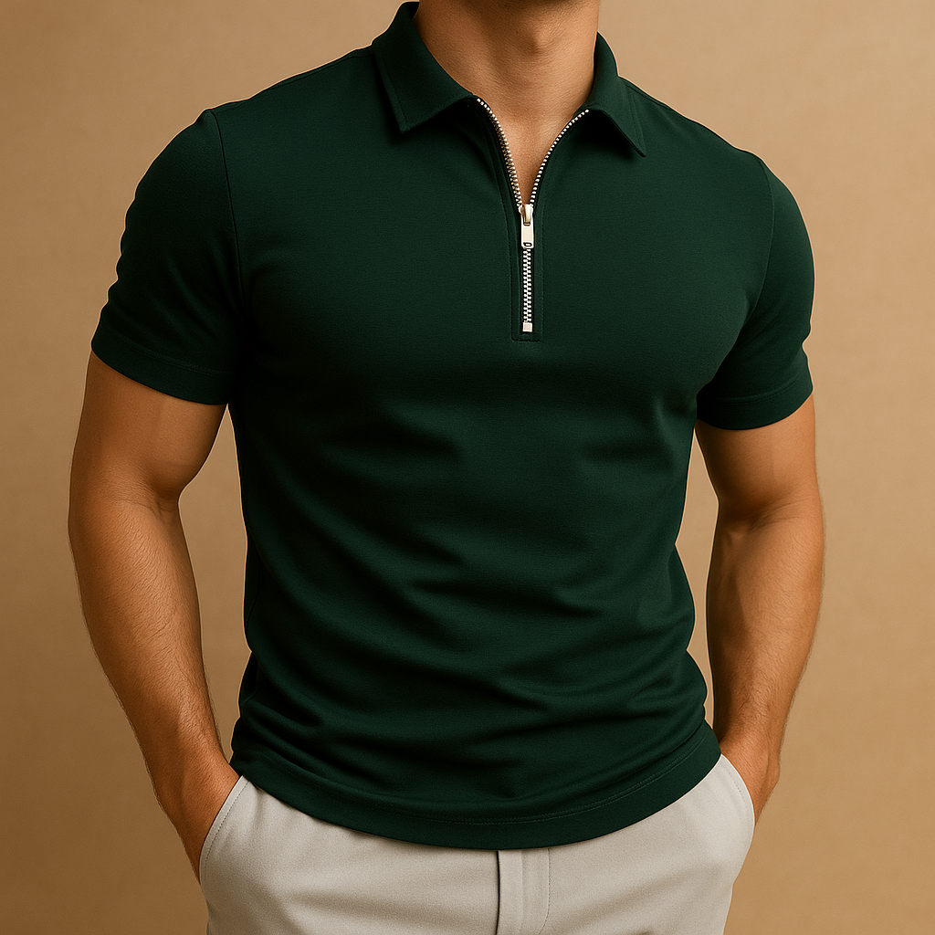 Pánská polokošile na zip, moderní slim fit, prodyšná, stylová, volnočasová, chytré každodenní oblečení